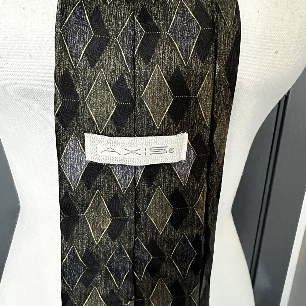 Men's Axis Silk Neck Tie Heathered Dark Green Made In The USA 60.5" L 4" W - Picture 2 of 4